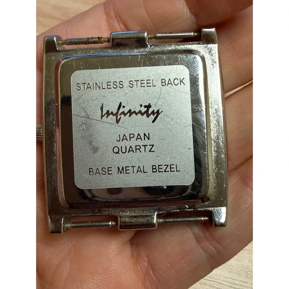 Infinity Japan‎ Quartz Watch Head Only Rectangular Silver Tone Working